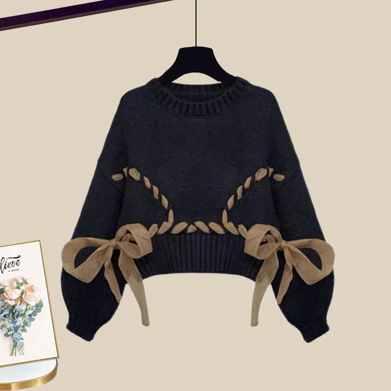 Knitted sweater   suspender dress 2-piece set UB98571