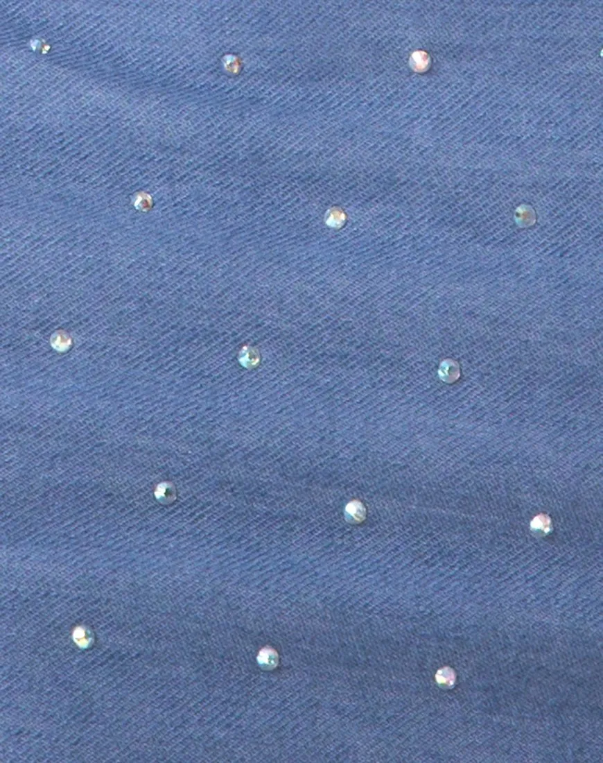 Kozue Dress in Blue Denim Hot Fix