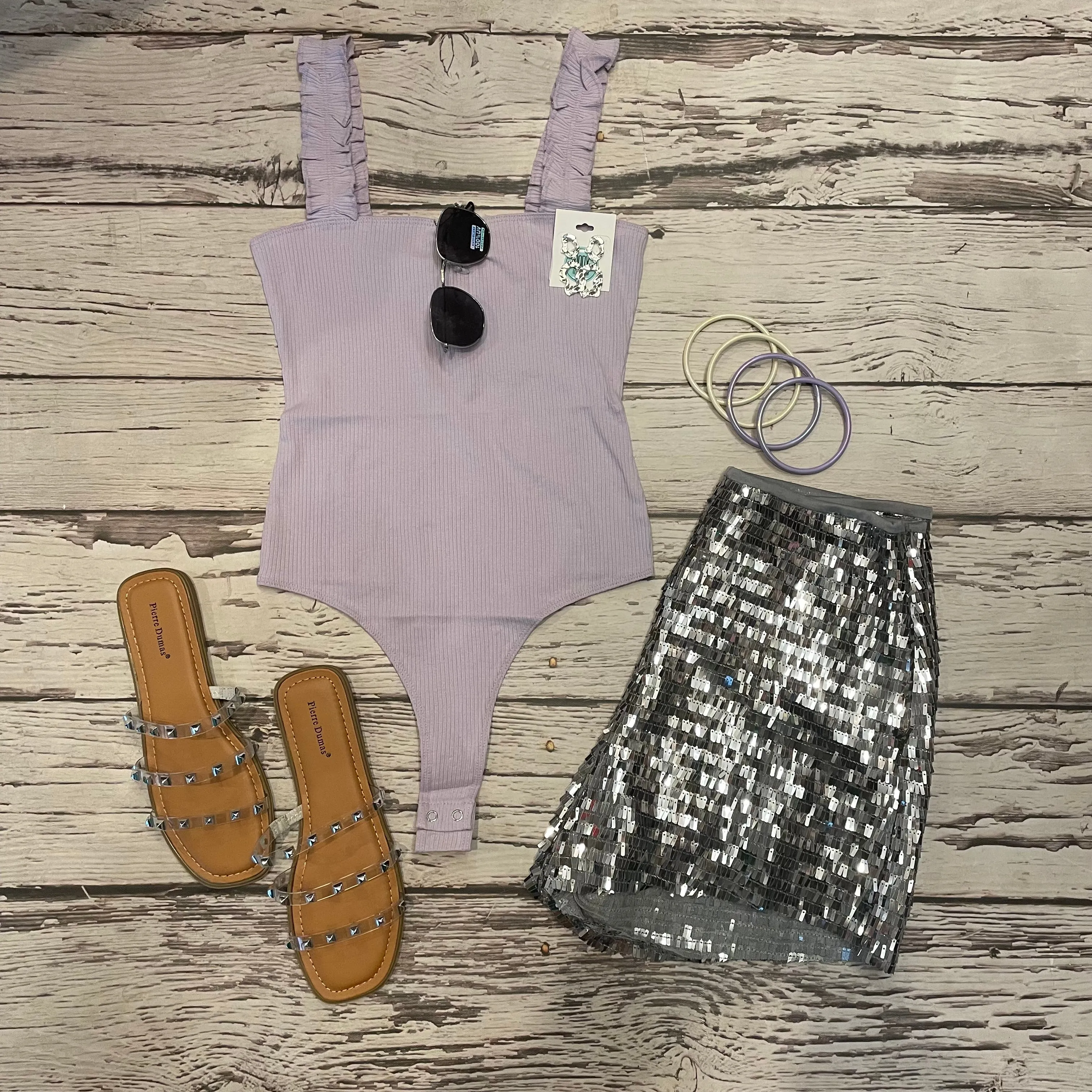 Lavender Ruffle Strap Bodysuit