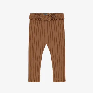 Legging caramel en tricot côtelé irrégulier, bébé  || Caramel legging in irregular ribbed knit, baby