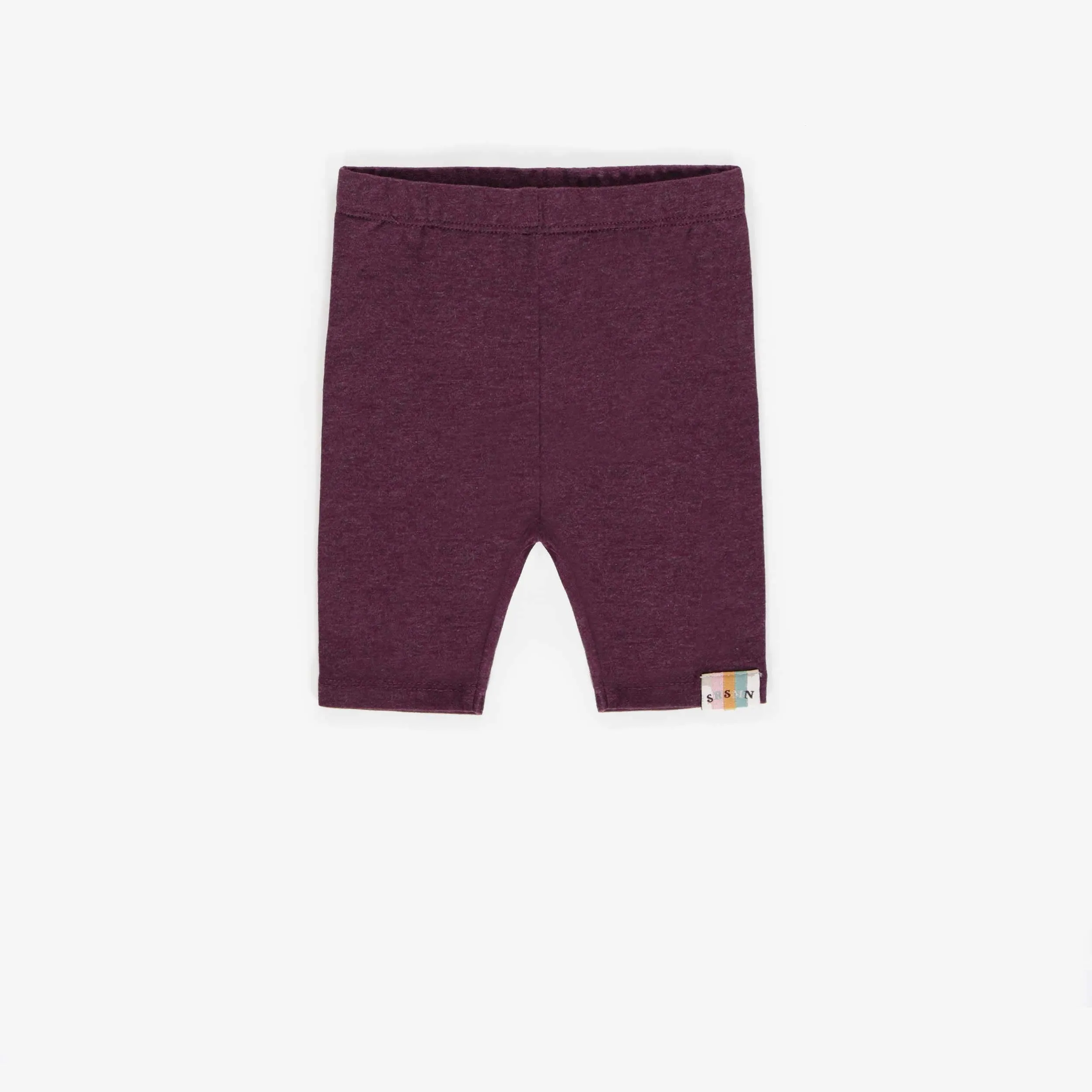 Legging court bourgogne en coton biologique extensible, bébé  || Burgundy short legging in stretch organic cotton, baby