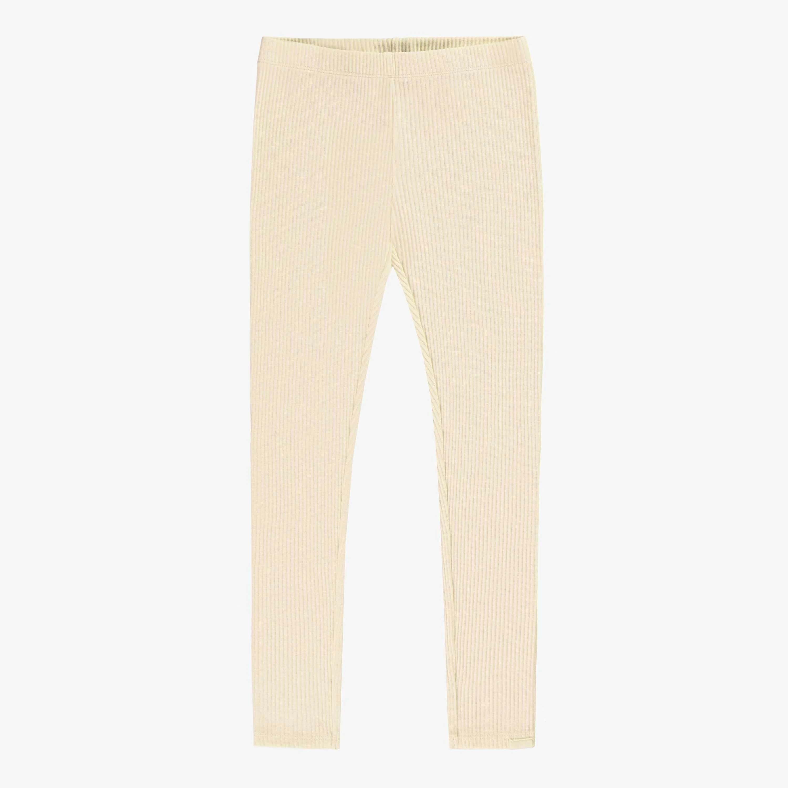 Legging crème en tricot côtelé, enfant || Cream legging in ribbed knit