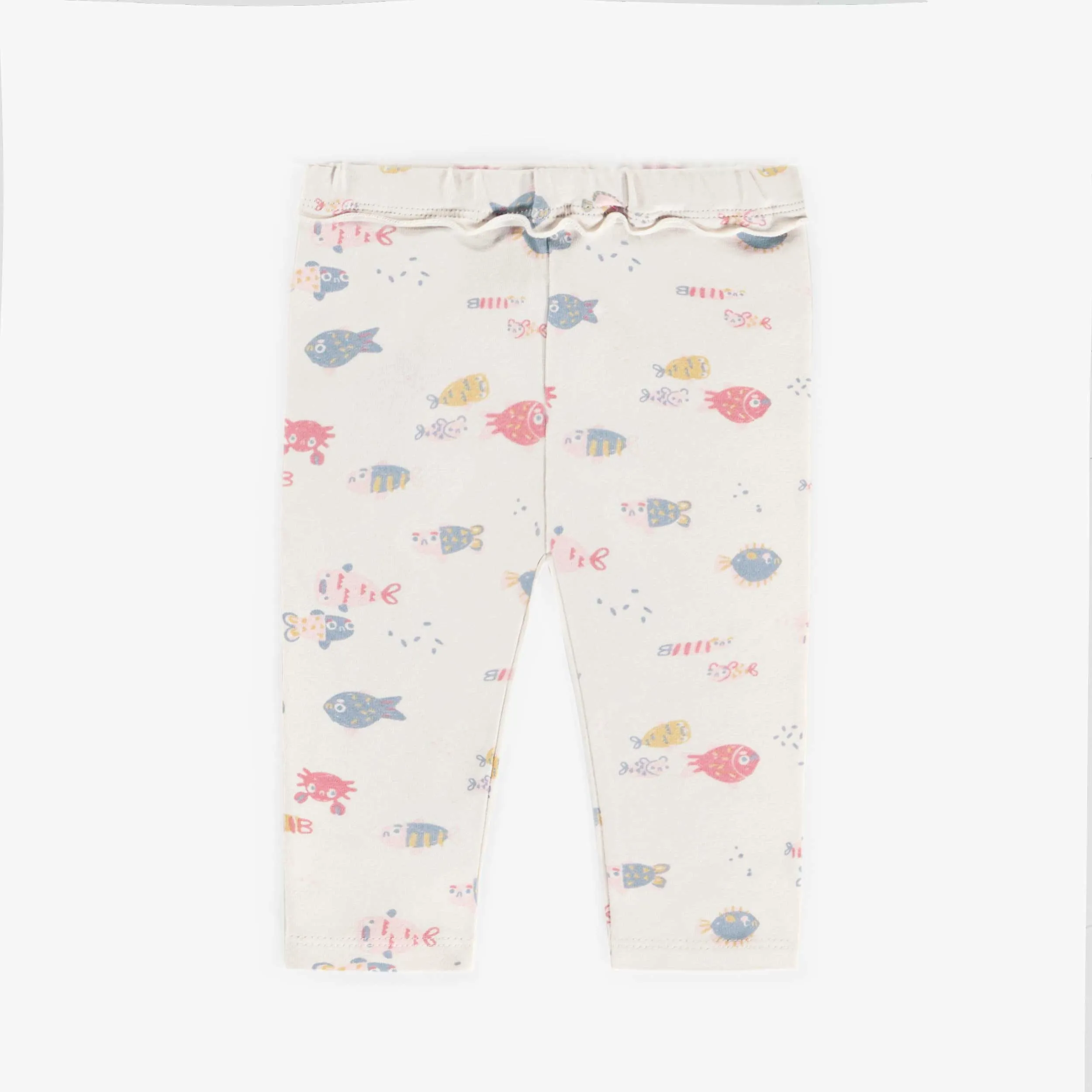 Legging long crème en coton extensible, naissance || Cream long legging in stretch cotton, newborn