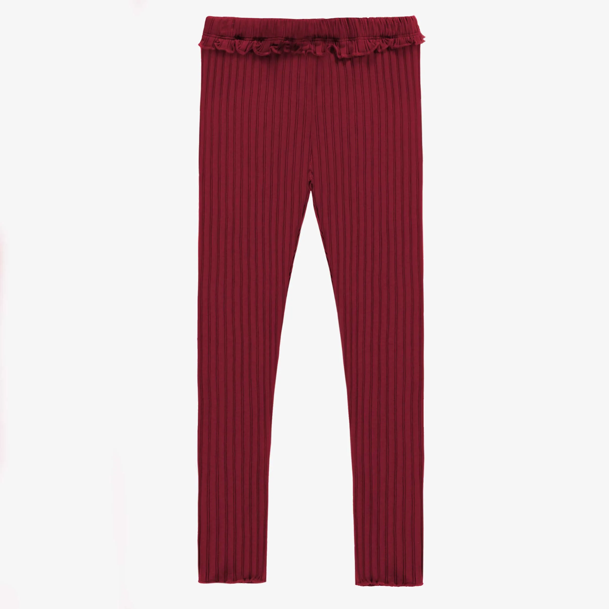 Legging rouge en tricot côtelé, enfant  || Red legging in irregular rib, child