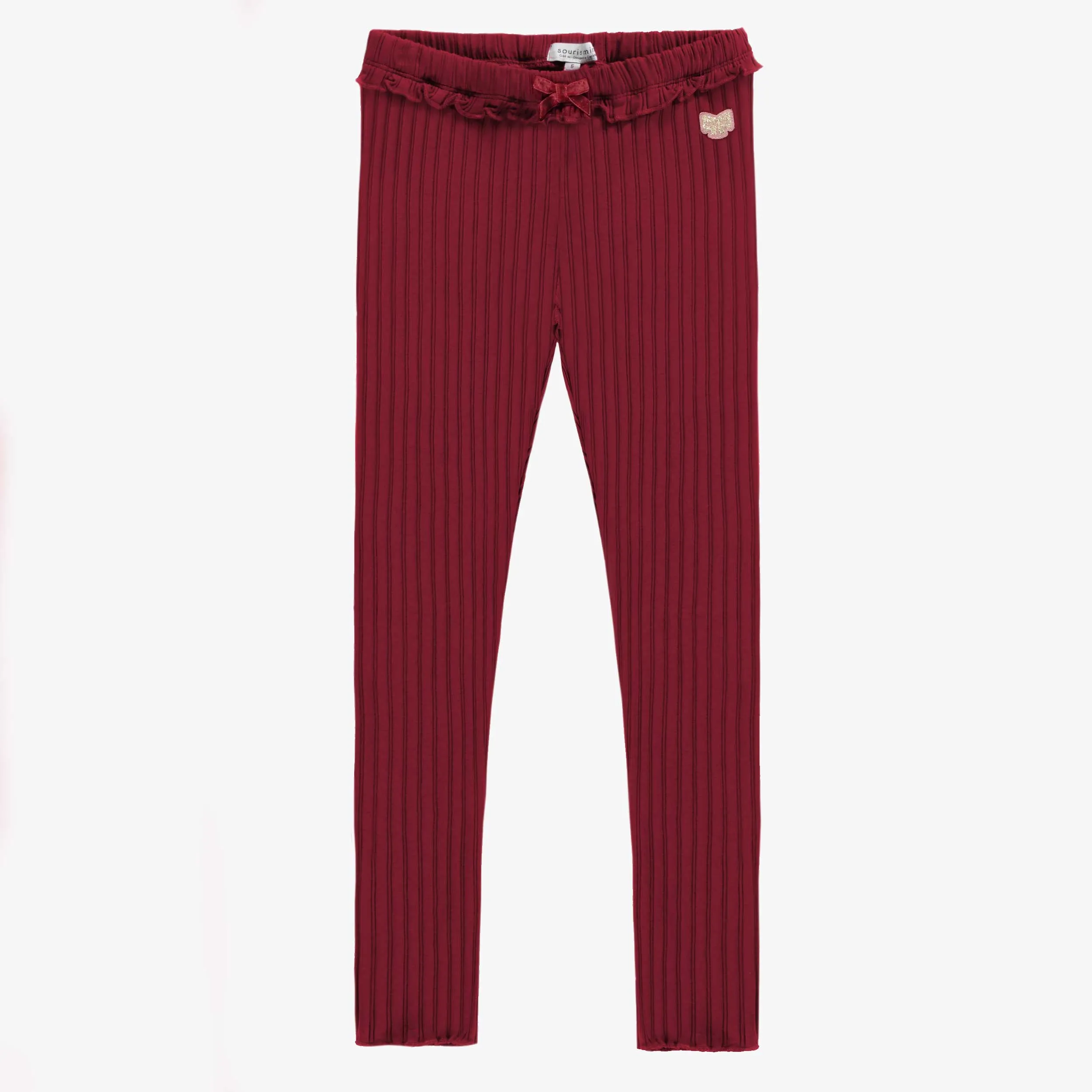 Legging rouge en tricot côtelé, enfant  || Red legging in irregular rib, child
