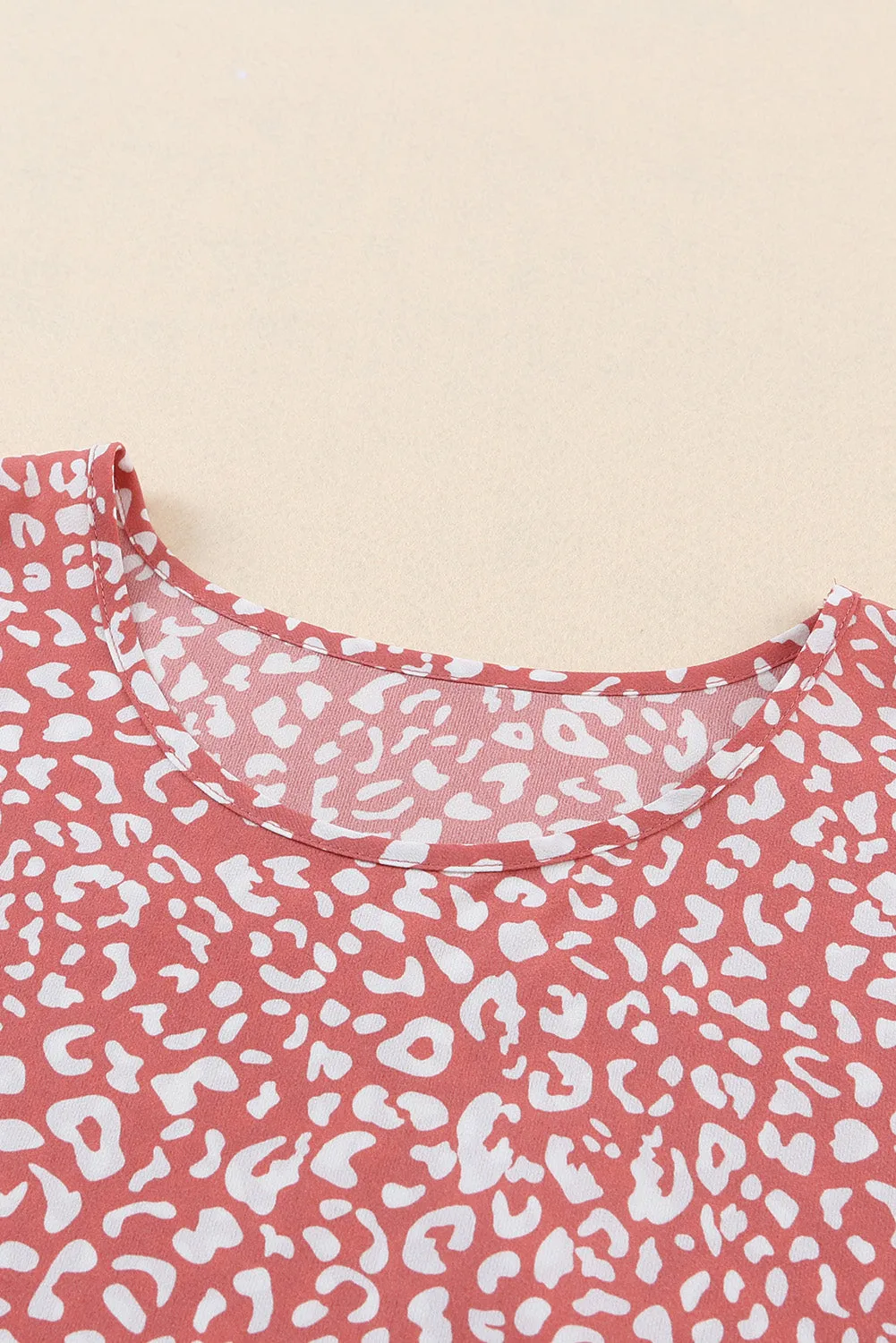 Leopard Ruffle Sleeve T-Shirt