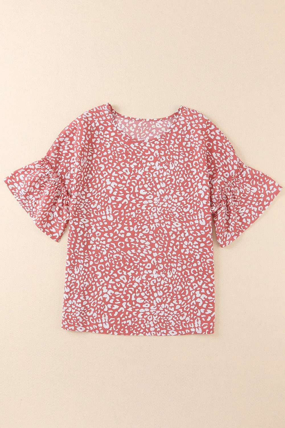 Leopard Ruffle Sleeve T-Shirt