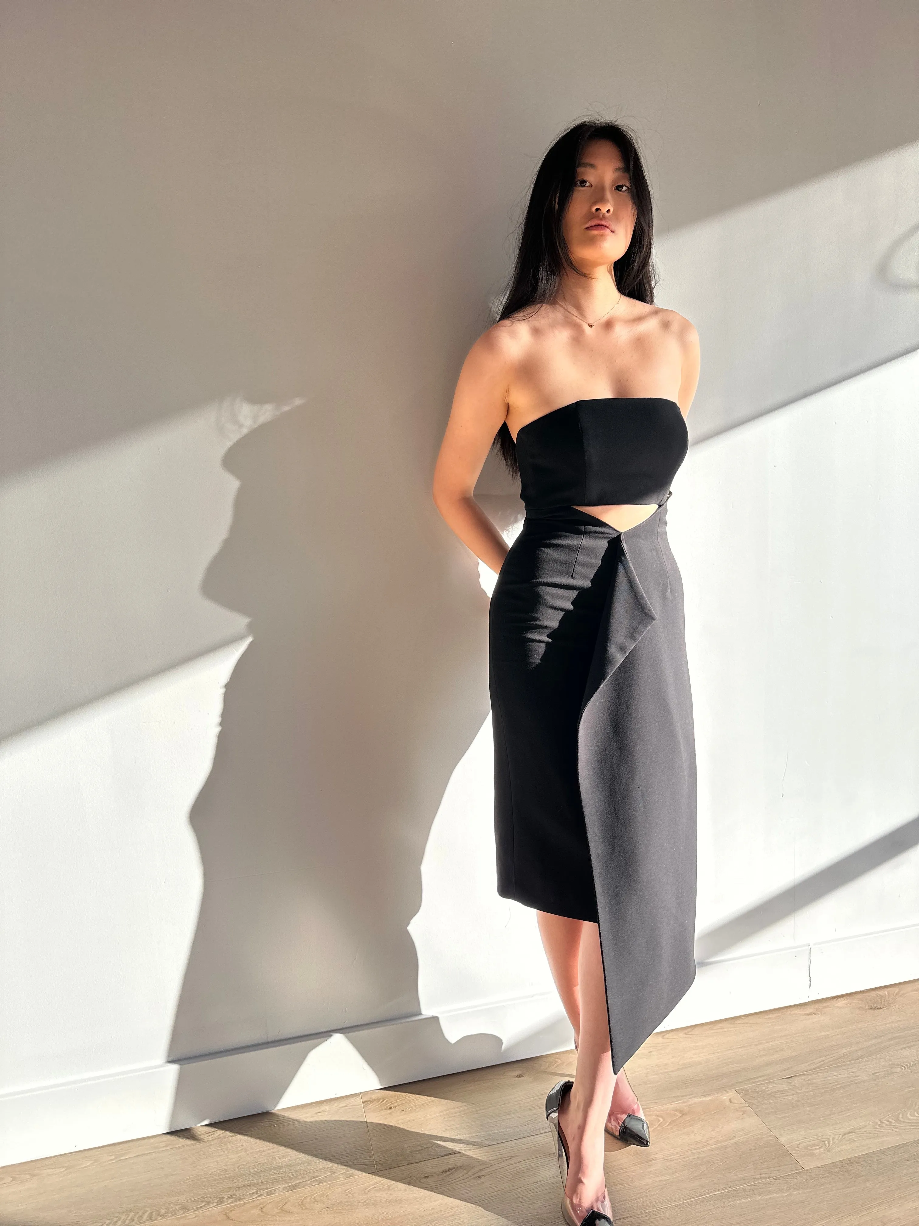 LETA Dress | Midi Dress with Overlap