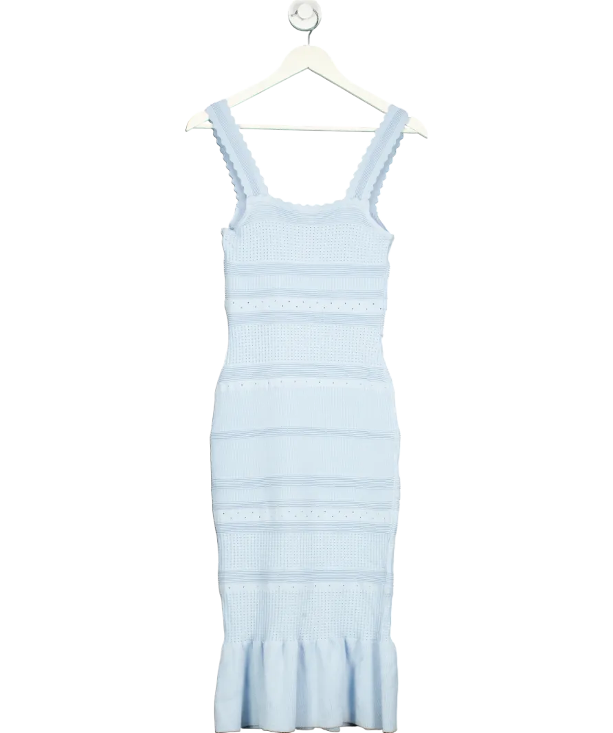 lipsy london Blue Crochet Bodycon Midi Dress UK 8