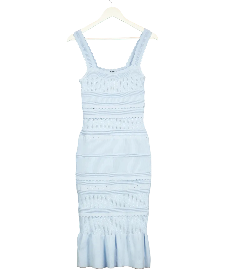 lipsy london Blue Crochet Bodycon Midi Dress UK 8