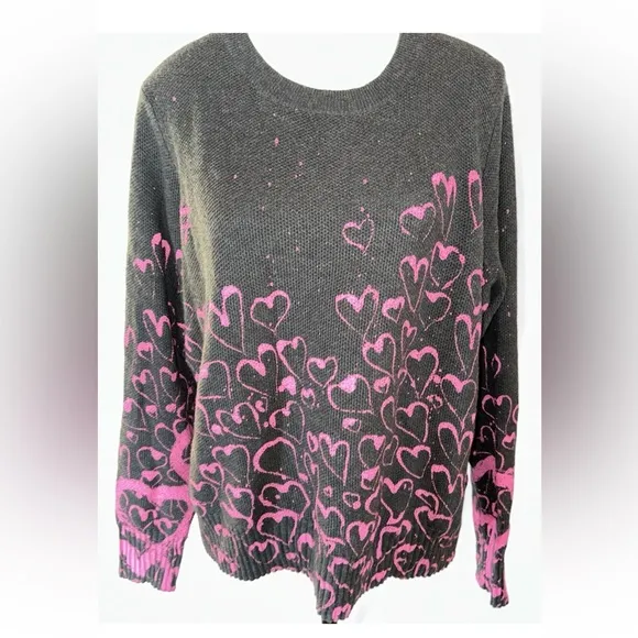 Lisa Todd • Shale Hearts Printed Sweaters • Sz L • New Condition