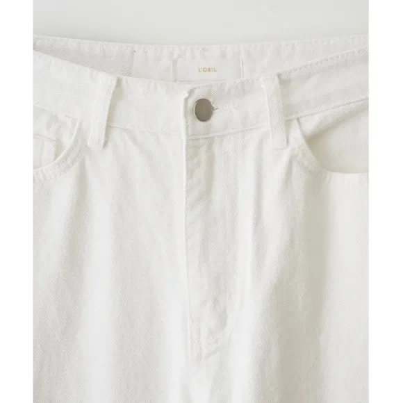 LOEIL Women’s Standard Cotton Wide Denim Pants - Ivory (Size: S)