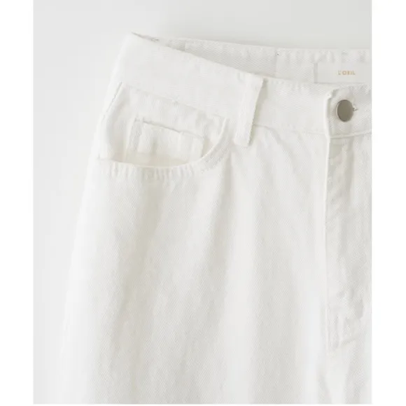 LOEIL Women’s Standard Cotton Wide Denim Pants - Ivory (Size: S)