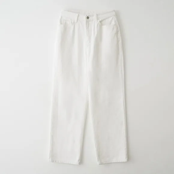 LOEIL Women’s Standard Cotton Wide Denim Pants - Ivory (Size: S)