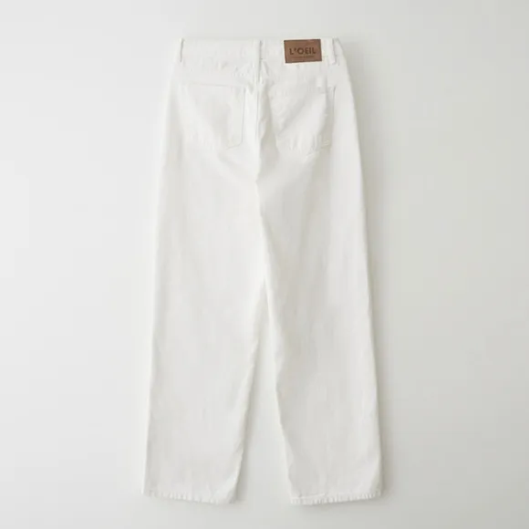 LOEIL Women’s Standard Cotton Wide Denim Pants - Ivory (Size: S)