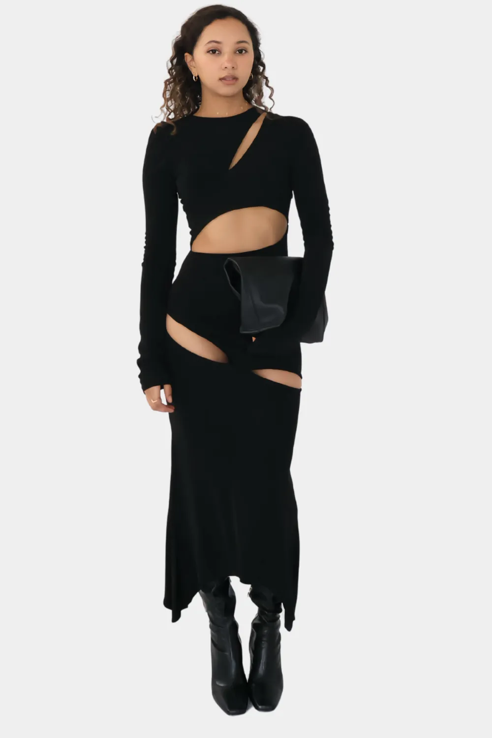 Long Sleeve Cut-Out Jersey Dress