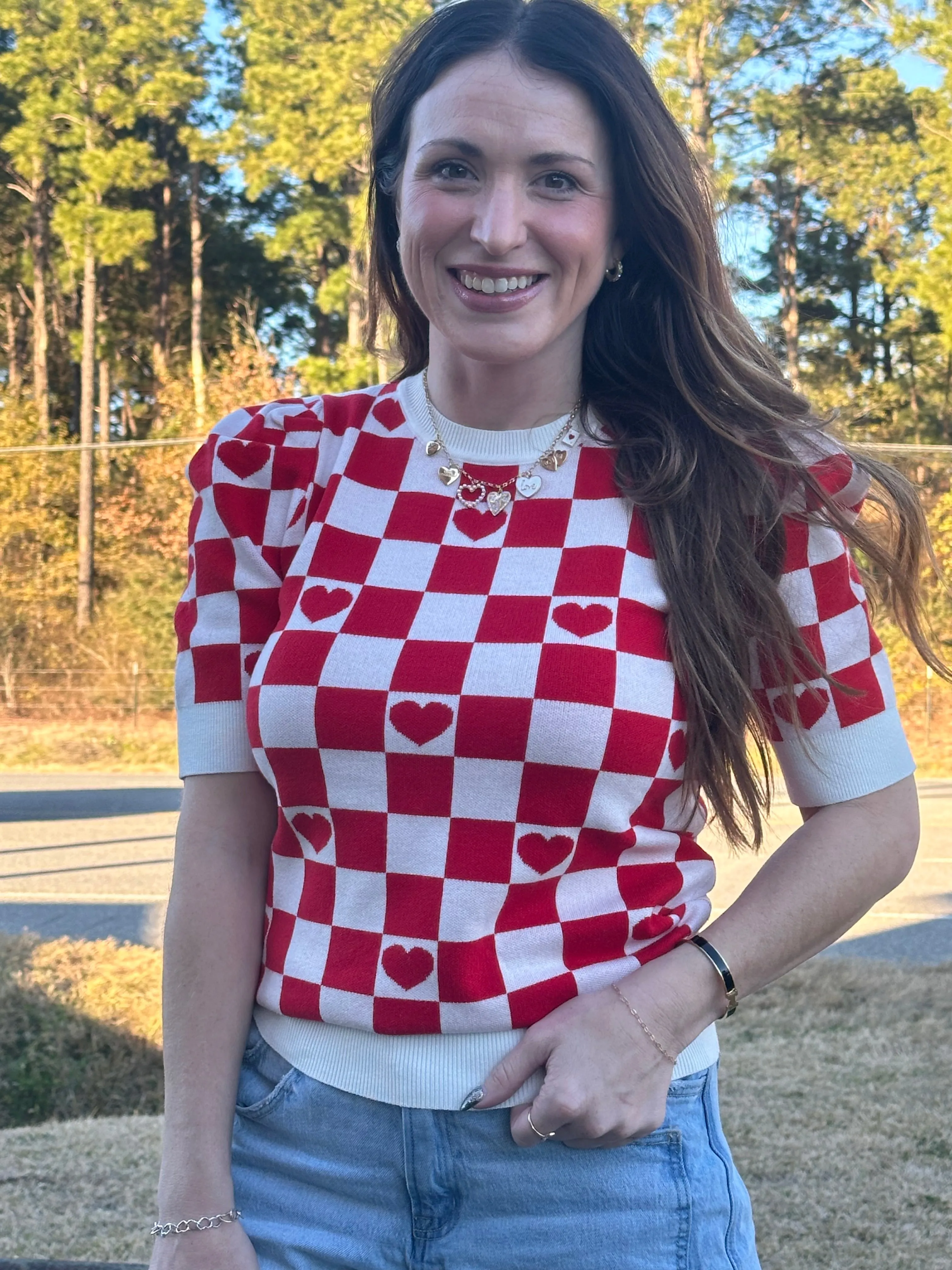 Lucky in Love Top: Red/White