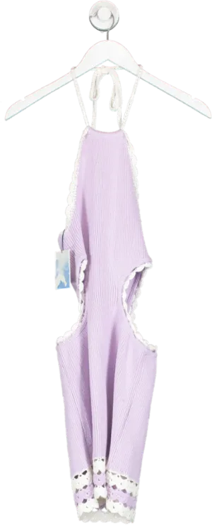 Majorelle Purple Mallika Crochet Cut Out Mini Dress UK XS