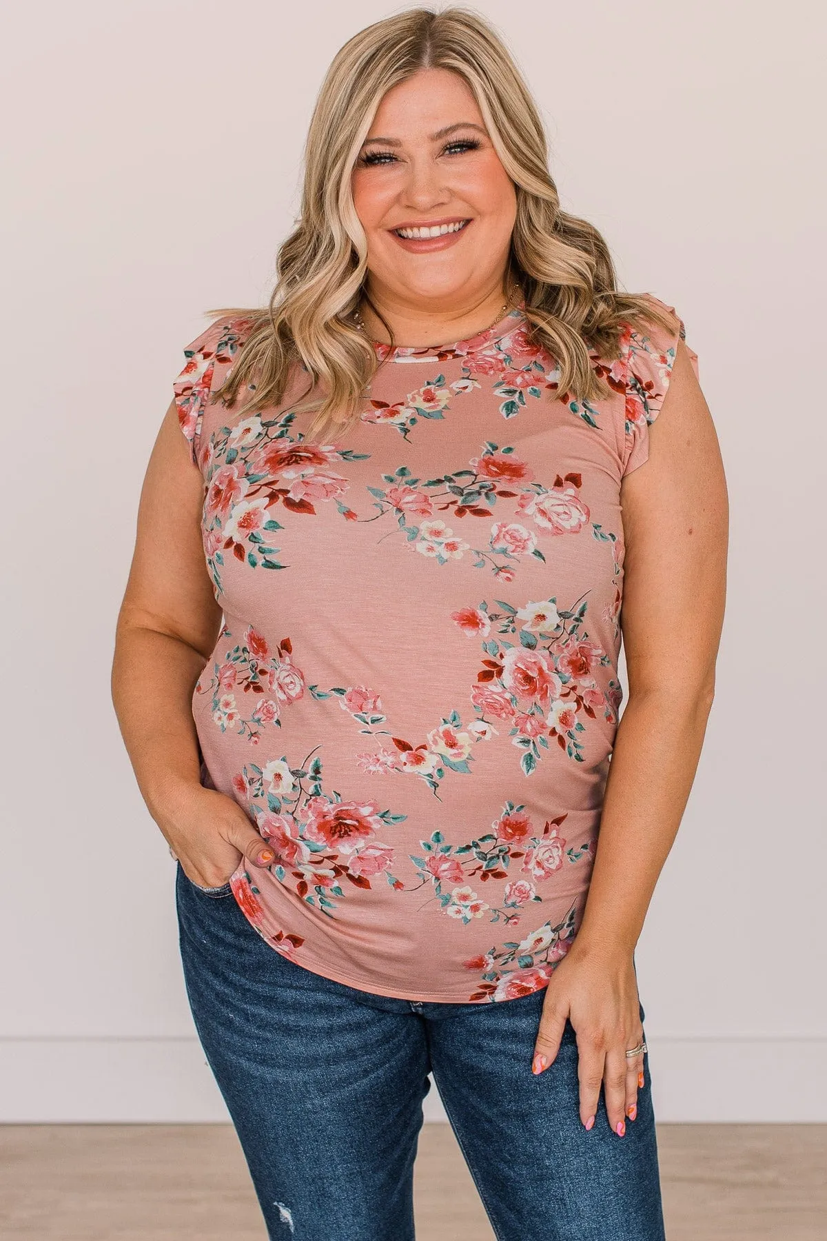 Make An Impact Floral Top- Blush