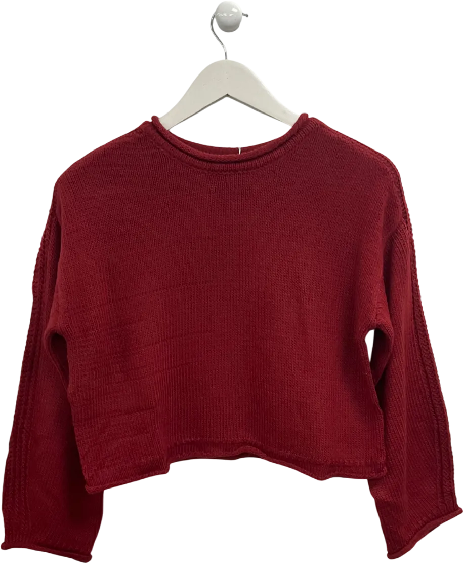 MANGO Red Cropped Knitted Sweater UK XS