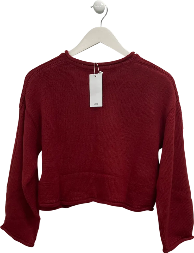 MANGO Red Cropped Knitted Sweater UK XS