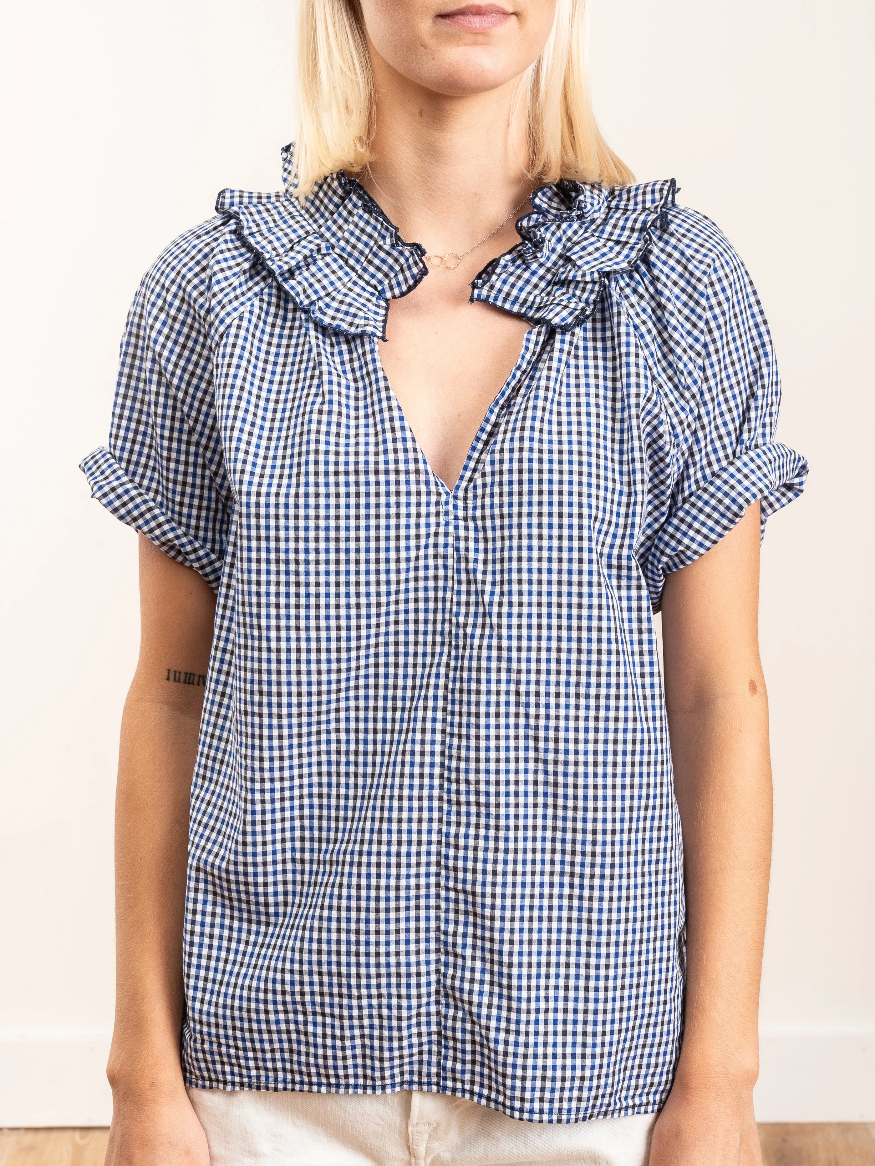 margot shirt - navy gingham