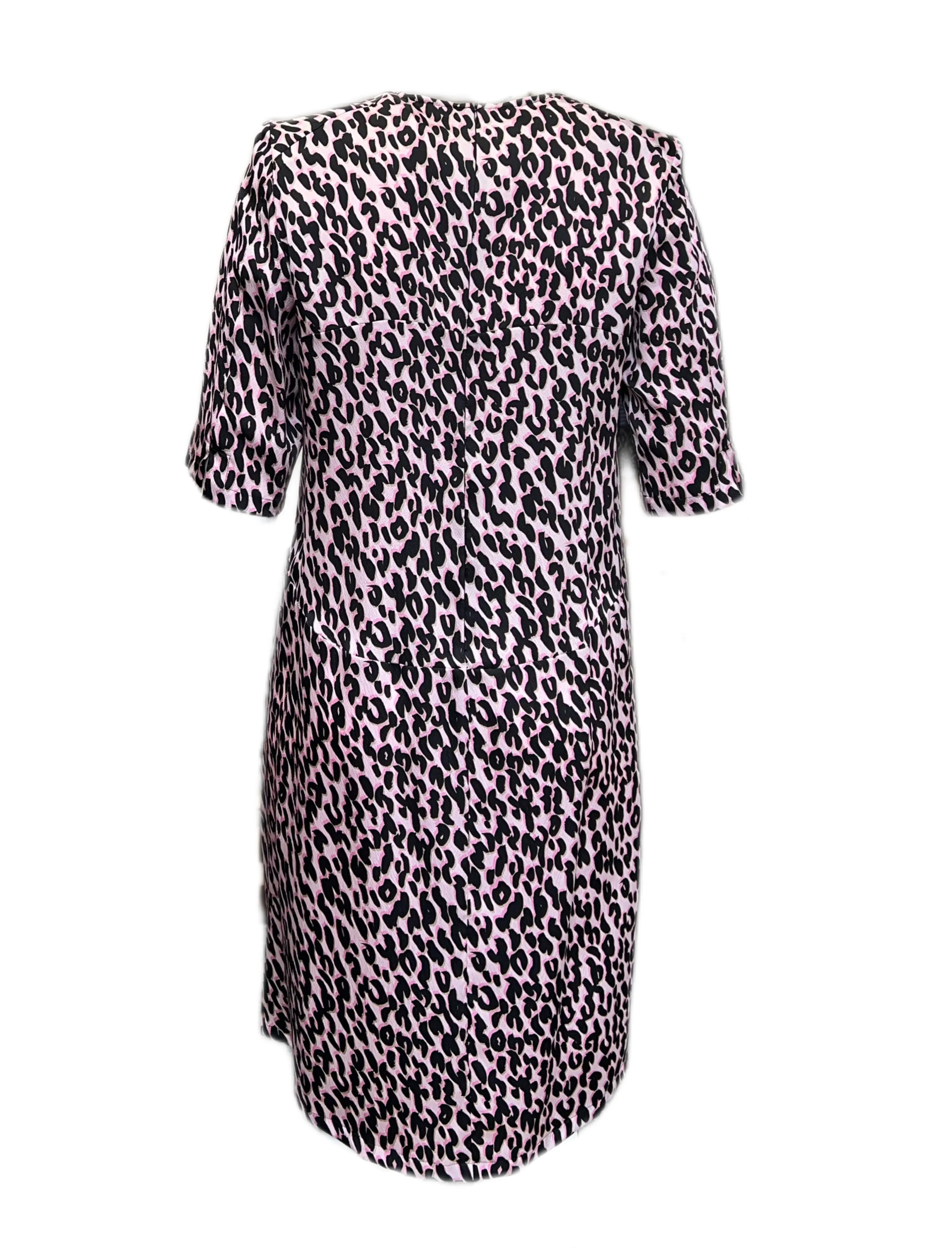 MARINA RINALDI by MaxMara Nixon Pink Animal Print V-Neck Dress