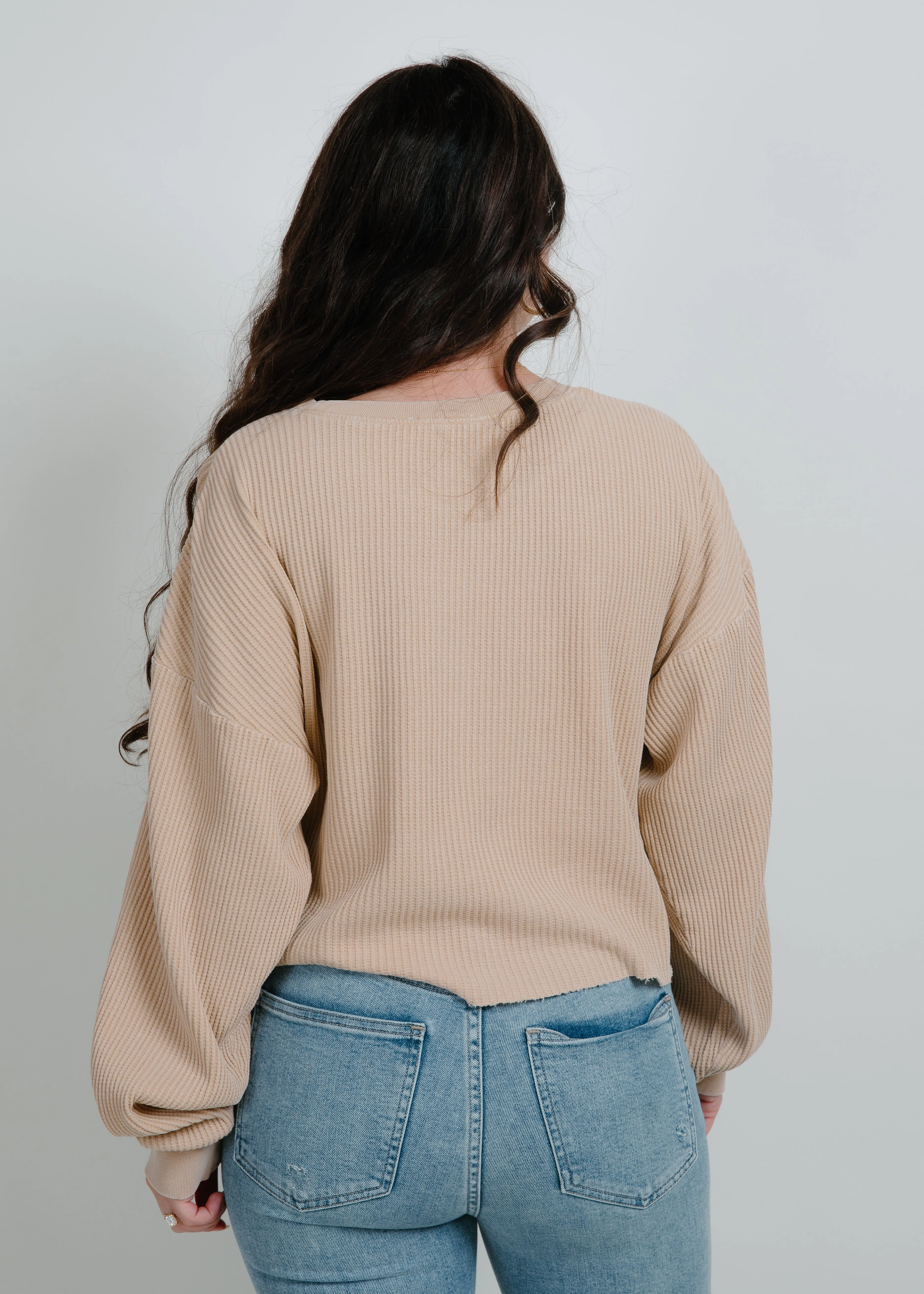 Marley Cropped Ribbed Sweater - Taupe