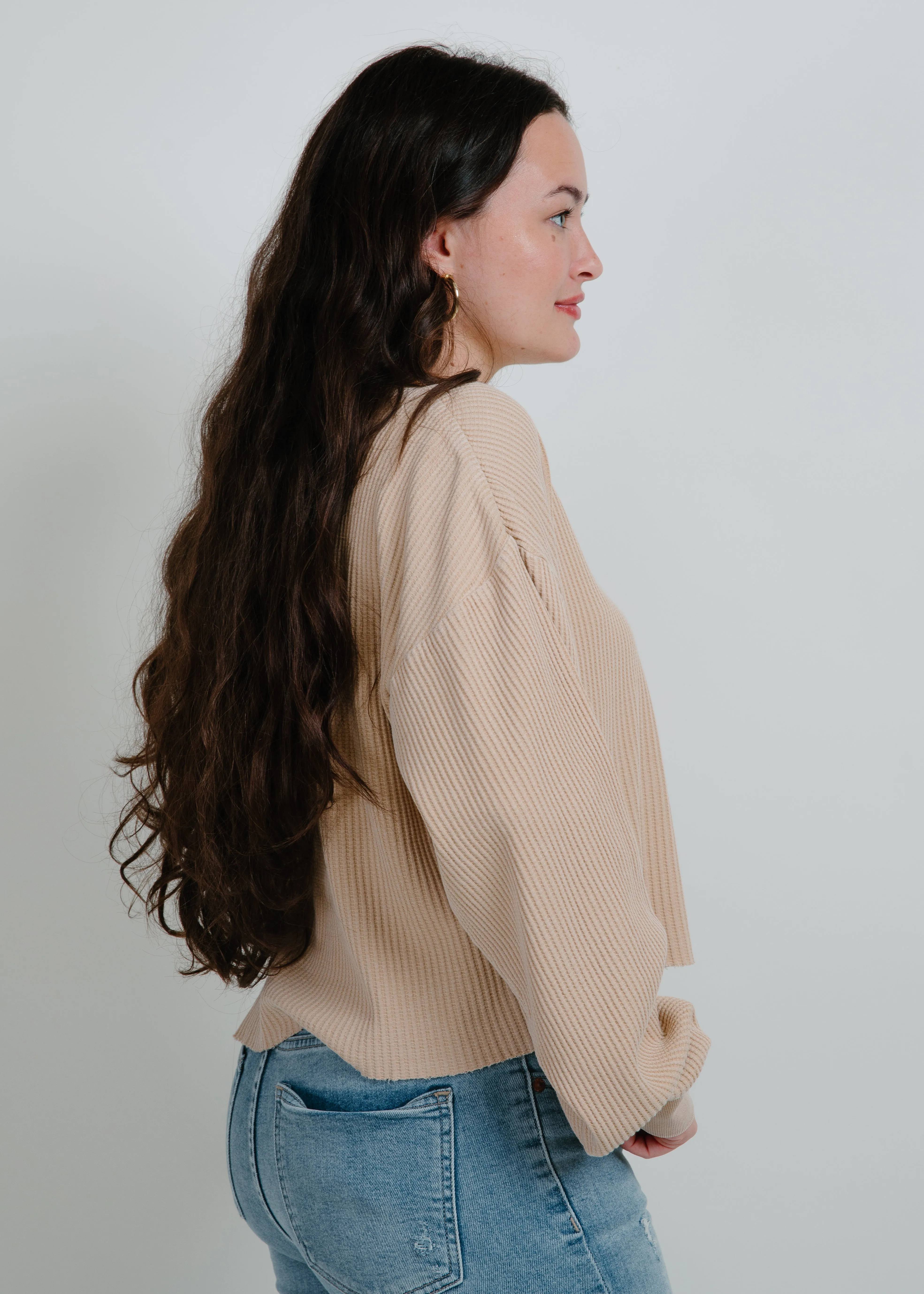 Marley Cropped Ribbed Sweater - Taupe