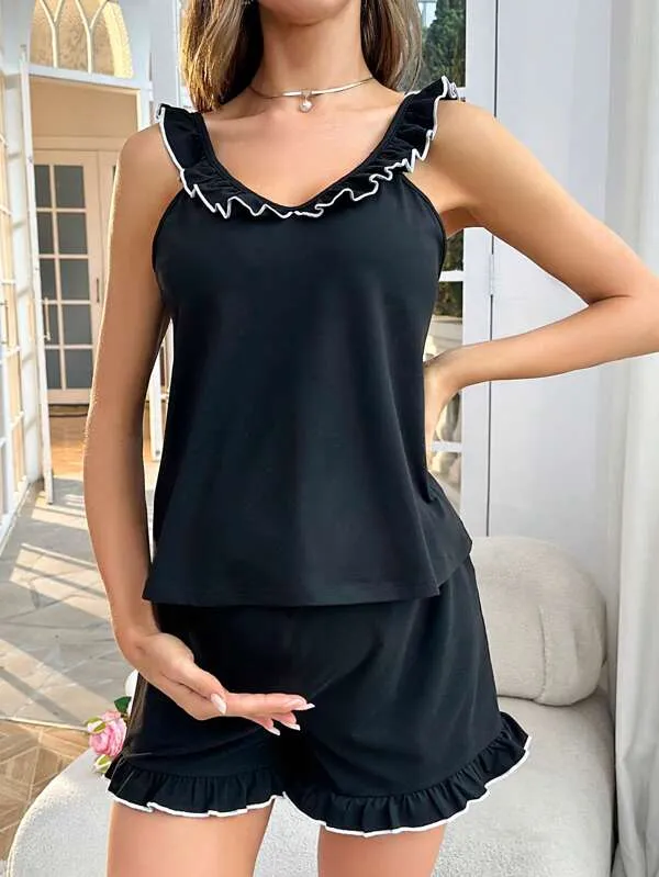 Maternity Ruffle Trim PJ Set