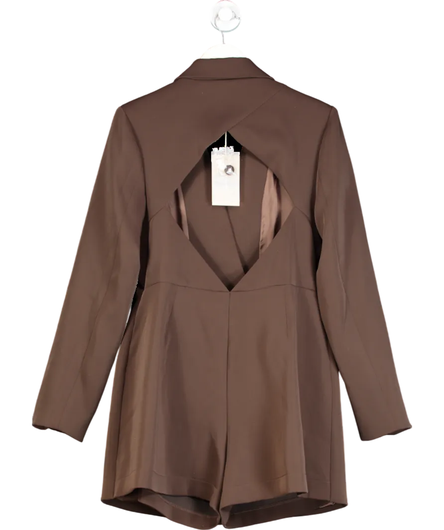 Meshki Brown Kendall Cut Out Blazer Playsuit UK XL