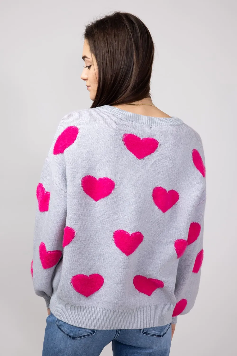Miracle Multi Heart Sweater for Women in Silver | W8373-SILVER