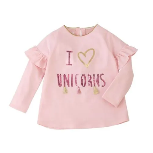 Mud Pie Pink Glitter Tee I Love Unicorns