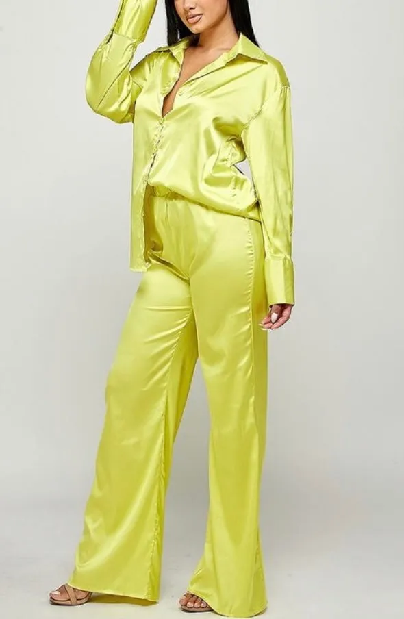 Neon Green 2 Piece Pants Set