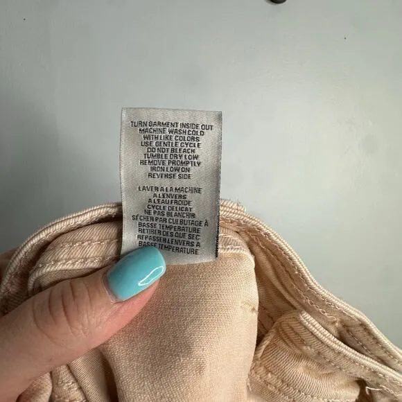 Oat New York High Waist Wide Leg Raw Hem Pants tan/pale pink 8/29