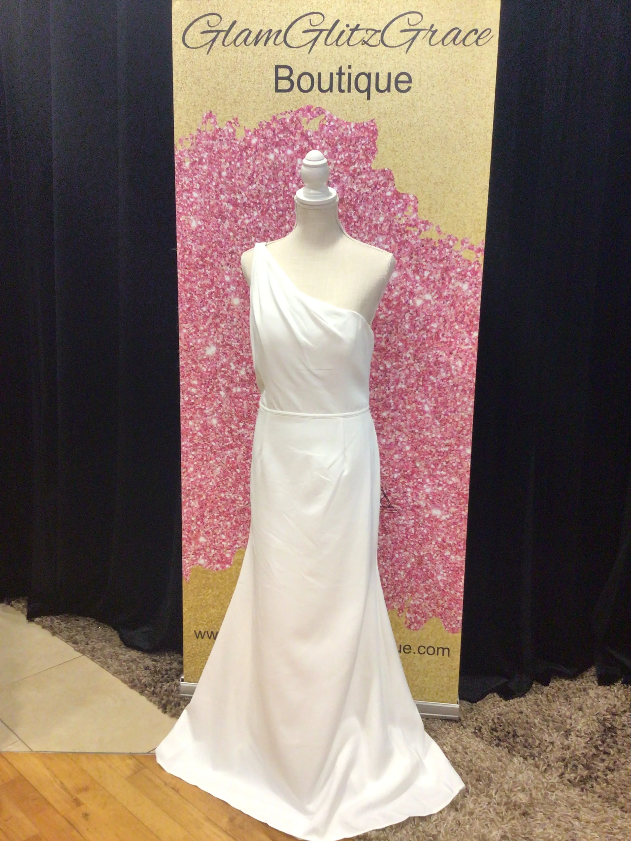 One Shoulder Back Out White Dress