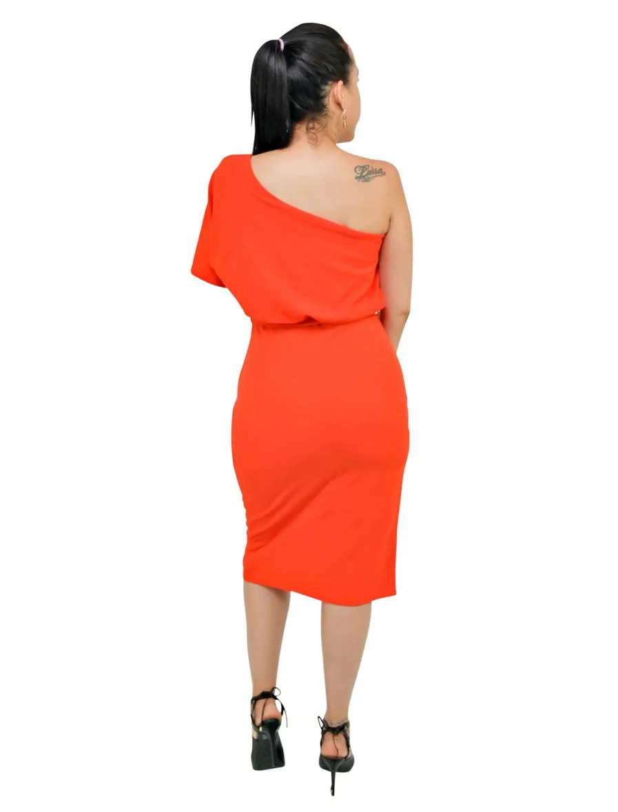 One Shoulder Bodycon Midi Dress