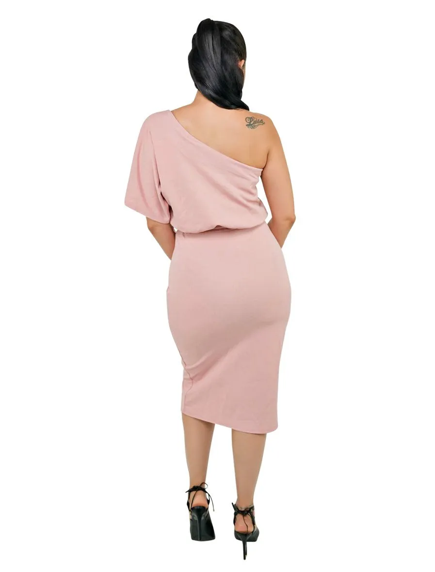 One Shoulder Bodycon Midi Dress