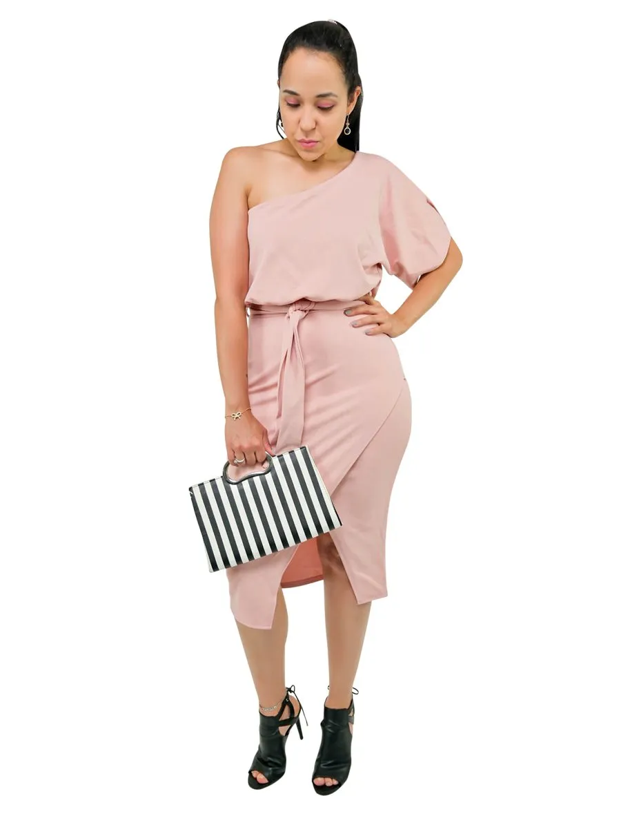 One Shoulder Bodycon Midi Dress