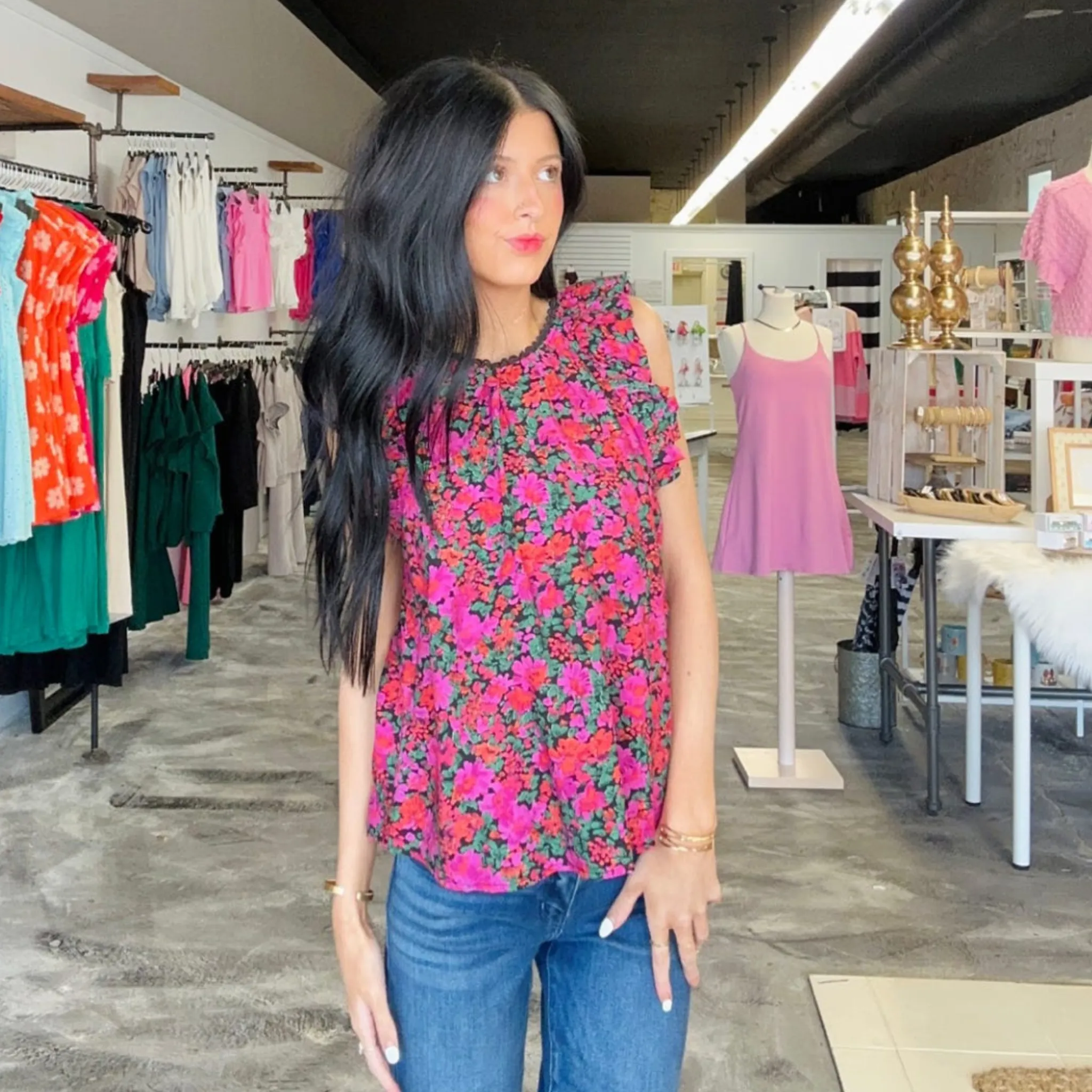 Pack a Punch Multi Colored Floral Top
