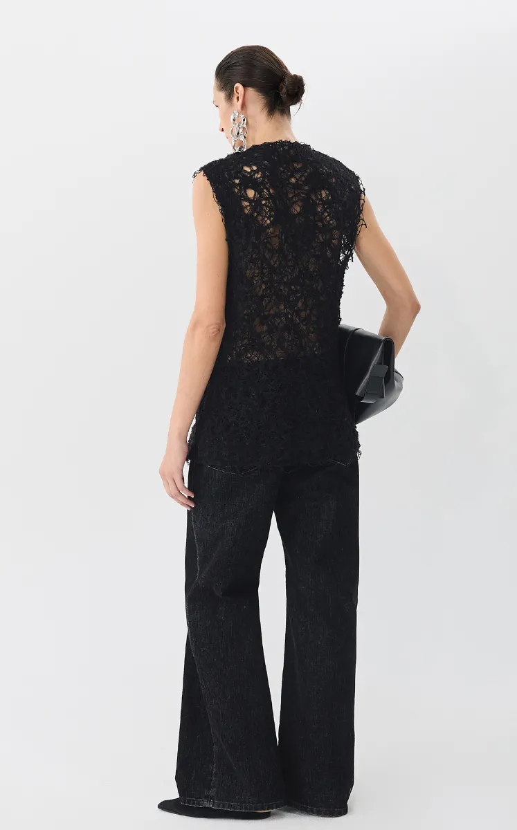 Pants / JNBY Velvet-Wash Wide-Leg Denim Pants