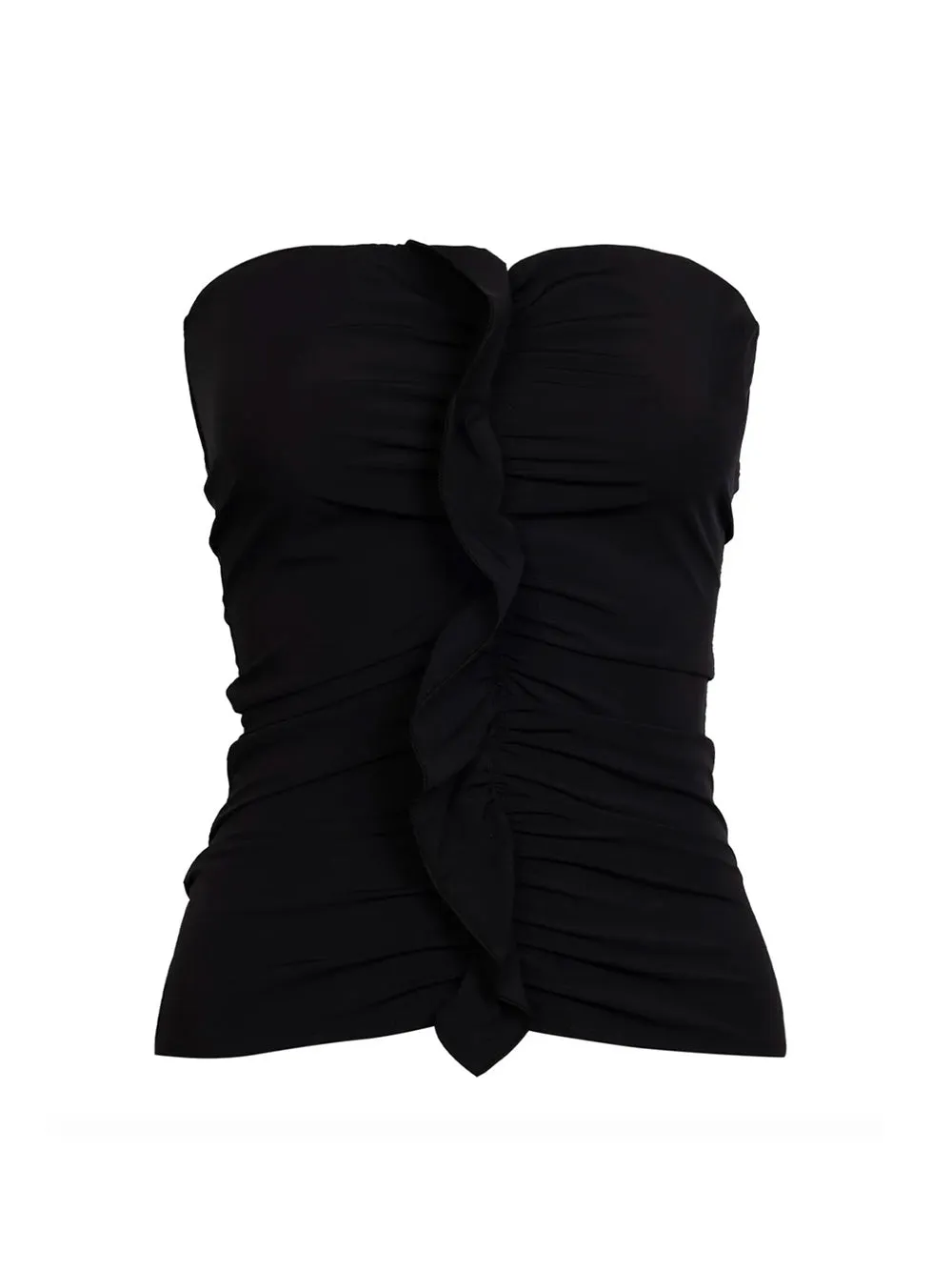 Paris Georgia Minimal Ruffle Tube Top in Black