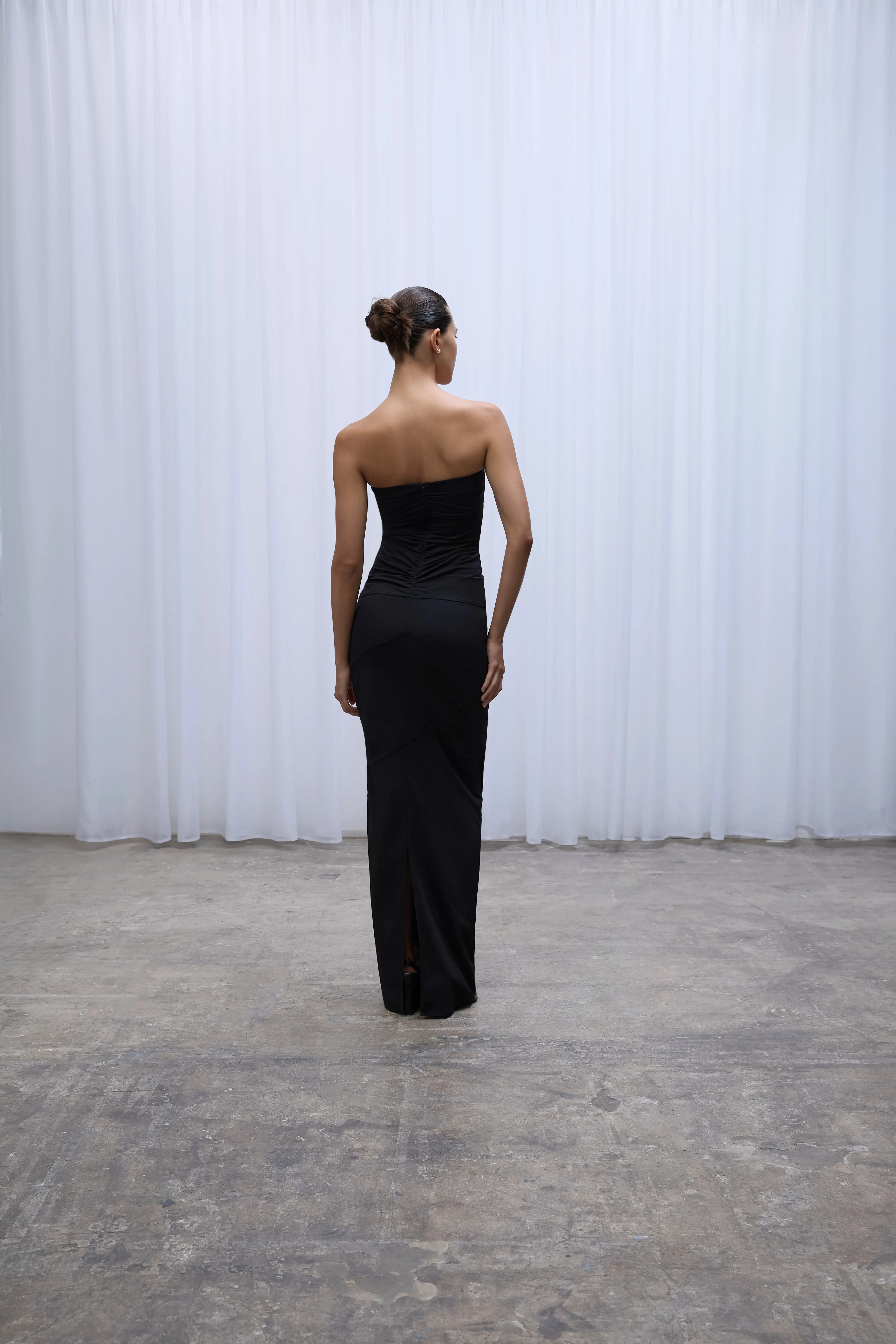 Paris Georgia Minimal Ruffle Tube Top in Black