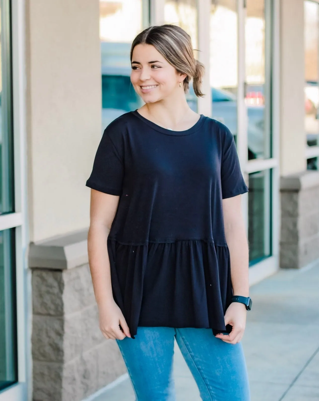 Pep in My Step Peplum in Black