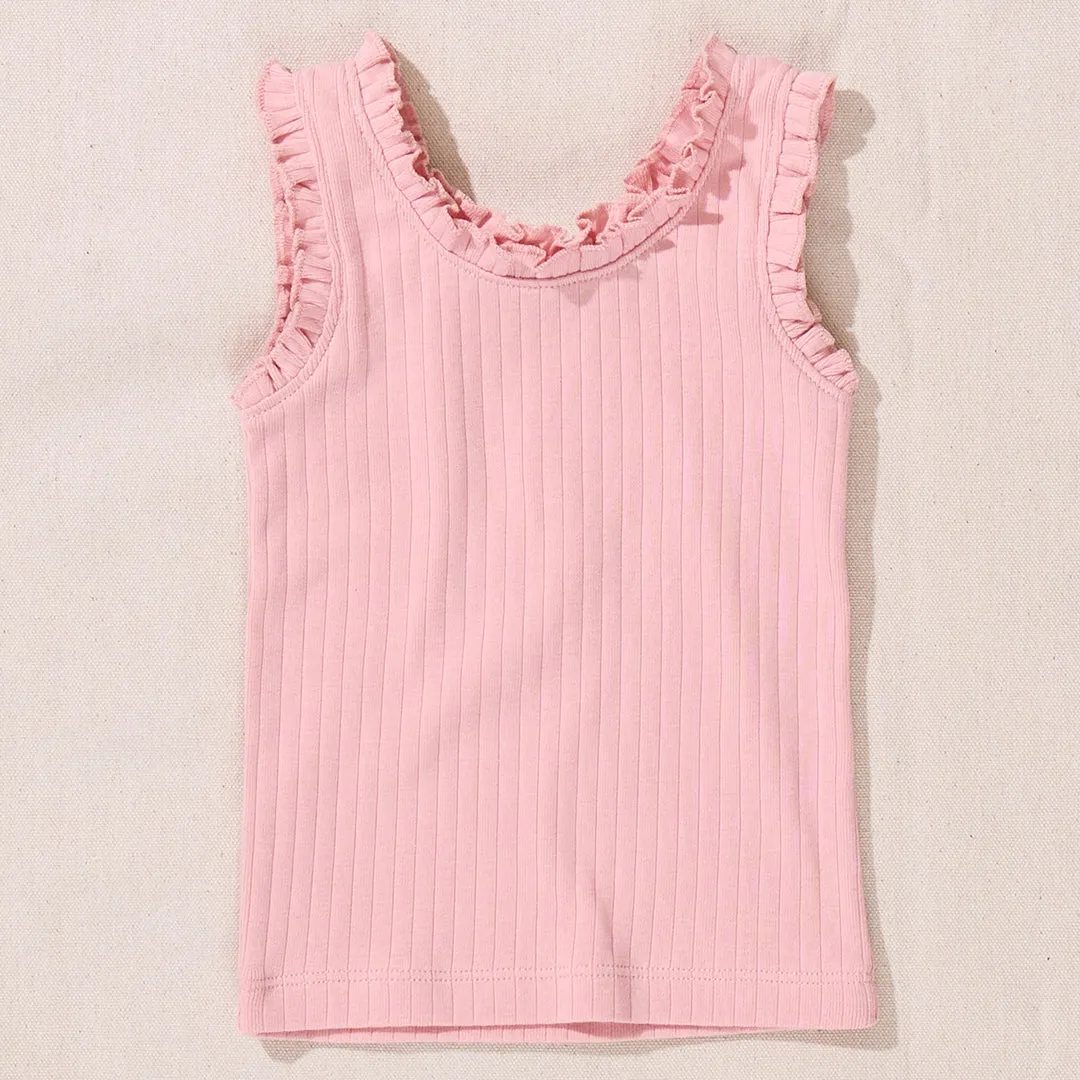Pink Chicken || Joy Ruffle Rib Tank - Pink