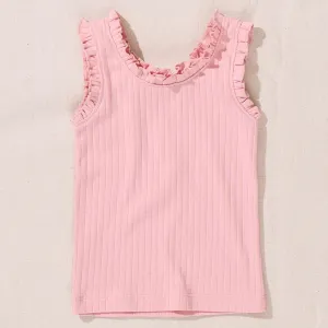 Pink Chicken || Joy Ruffle Rib Tank - Pink