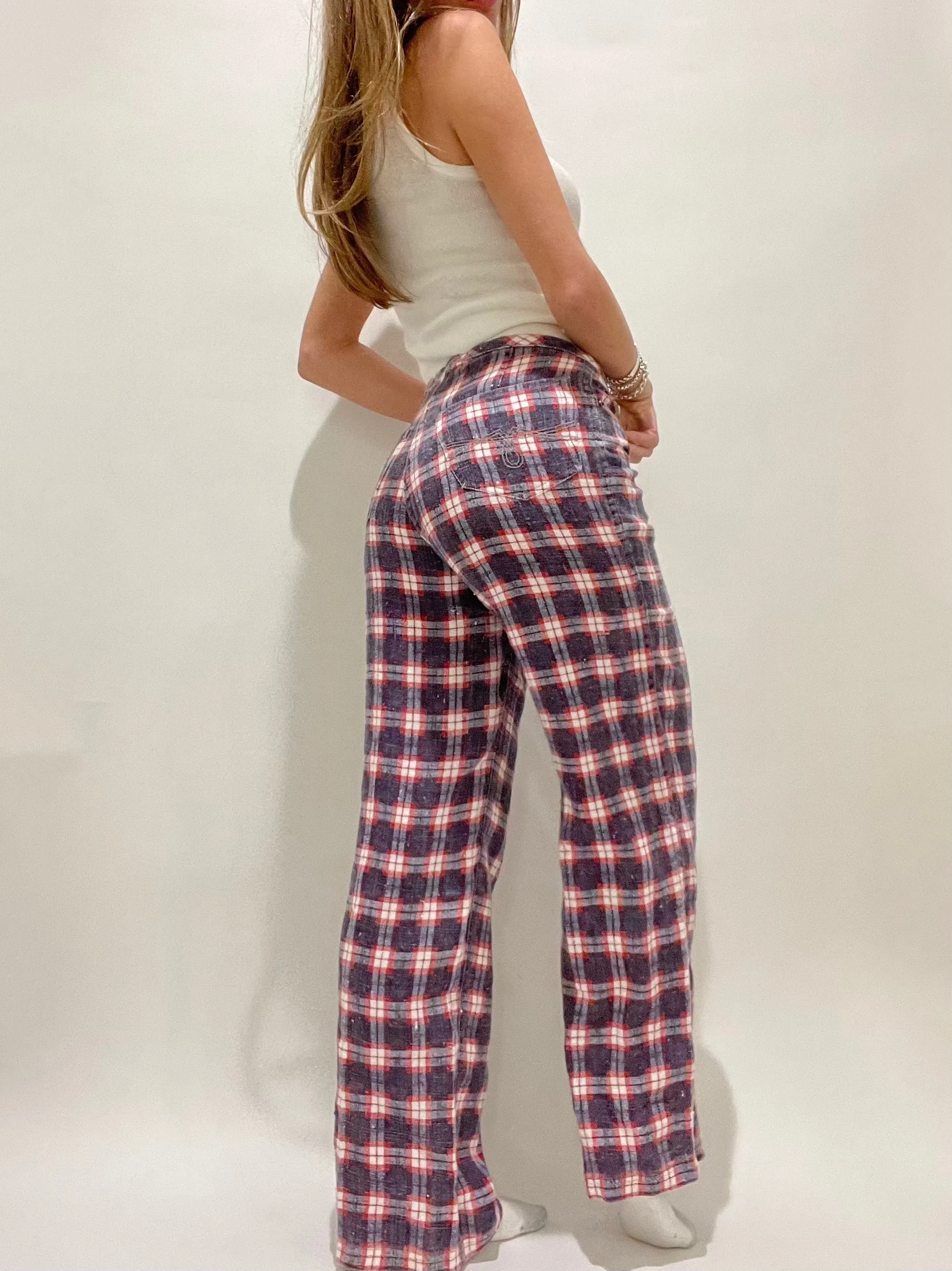 Plaid Wide Leg Pants