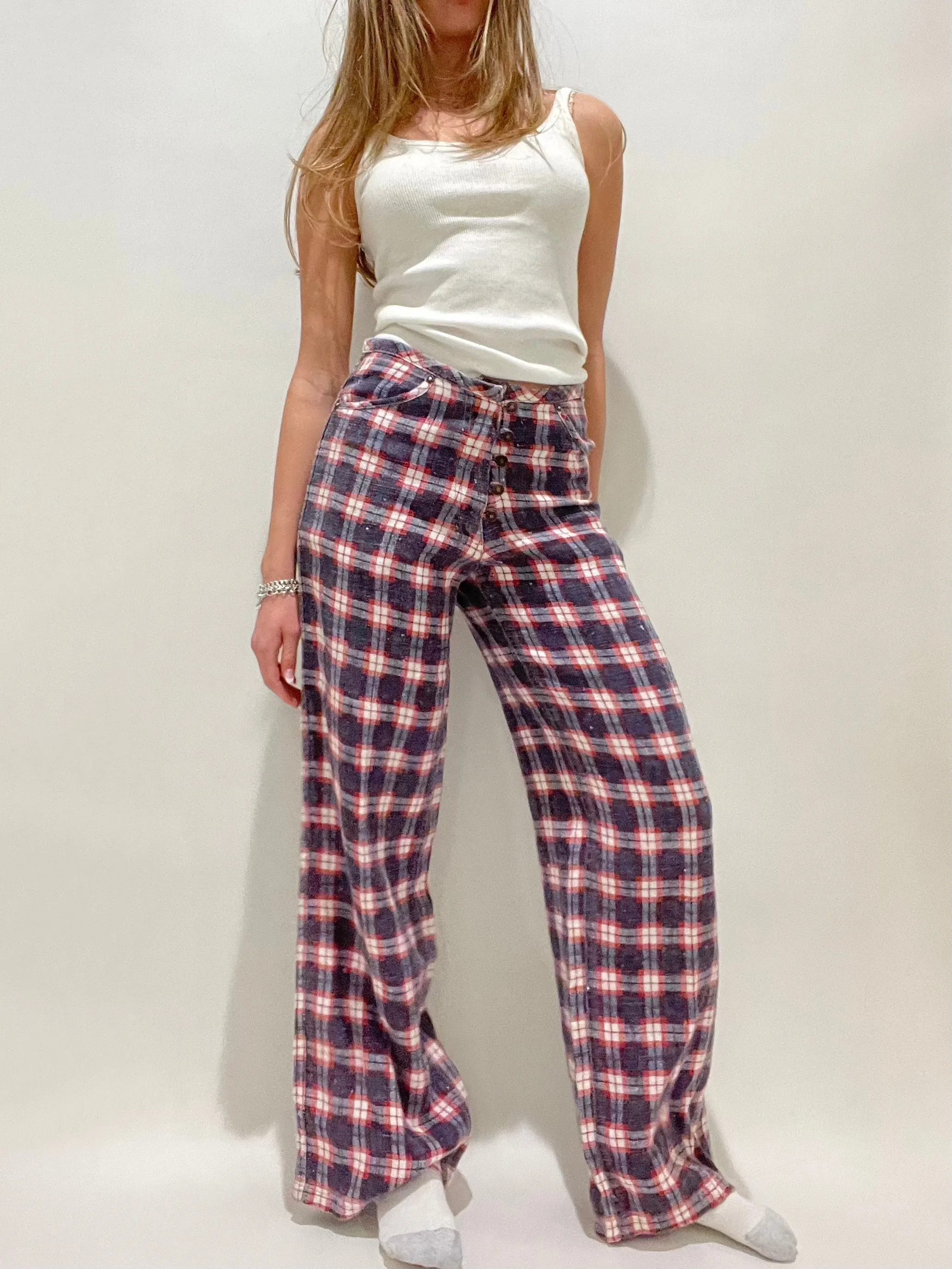 Plaid Wide Leg Pants