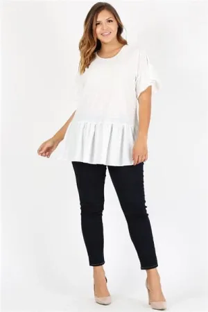 Plus Size Ruffle Solid Tunic Top Ivory - Pack of 6
