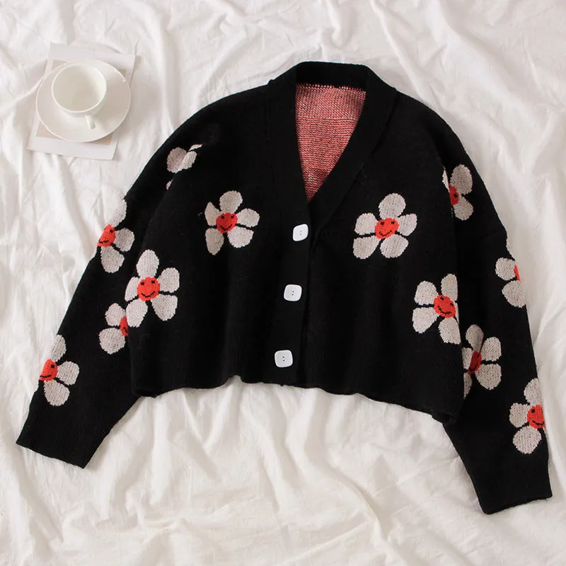 "FLOWER KNITTED" SWEATER CARDIGAN Y032403